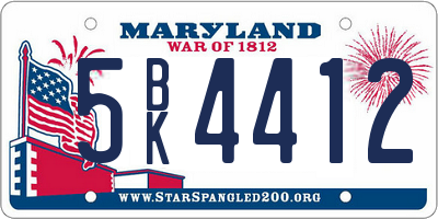 MD license plate 5BK4412