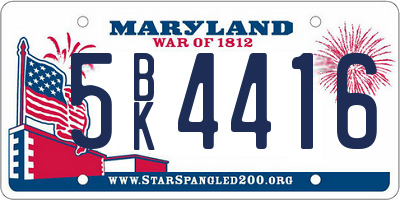 MD license plate 5BK4416