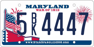 MD license plate 5BK4447