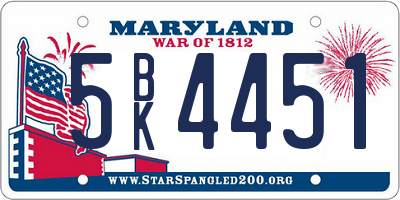 MD license plate 5BK4451