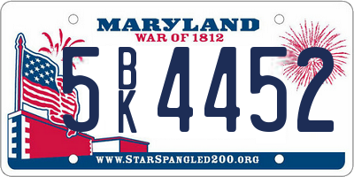 MD license plate 5BK4452