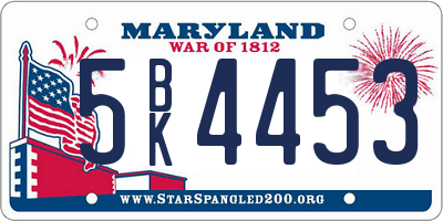 MD license plate 5BK4453