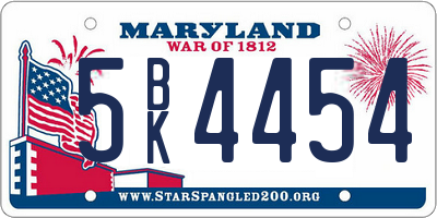 MD license plate 5BK4454