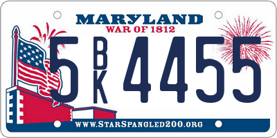 MD license plate 5BK4455