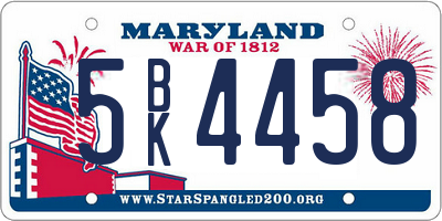 MD license plate 5BK4458