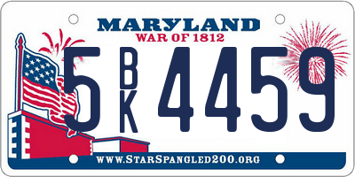 MD license plate 5BK4459