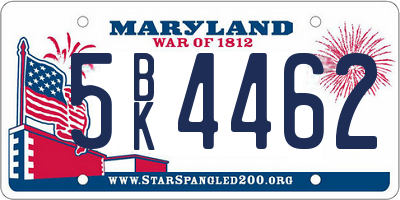 MD license plate 5BK4462