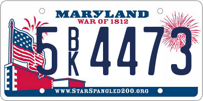 MD license plate 5BK4473