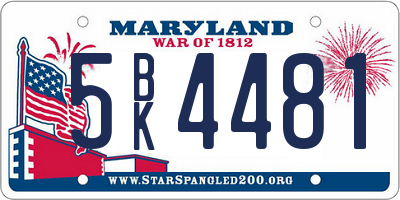 MD license plate 5BK4481