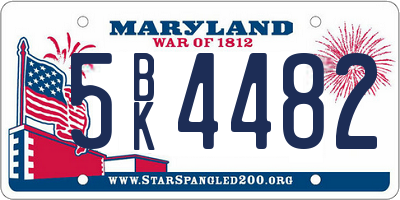 MD license plate 5BK4482