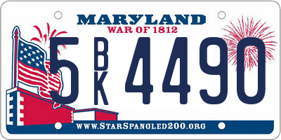 MD license plate 5BK4490