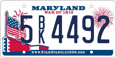 MD license plate 5BK4492