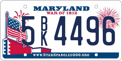 MD license plate 5BK4496