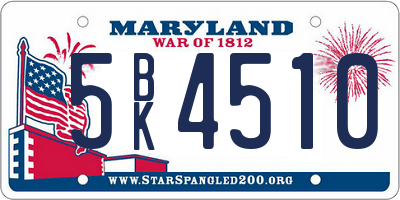 MD license plate 5BK4510
