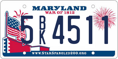 MD license plate 5BK4511