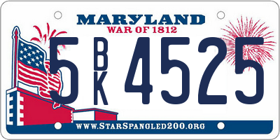 MD license plate 5BK4525