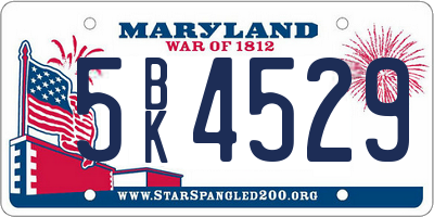 MD license plate 5BK4529