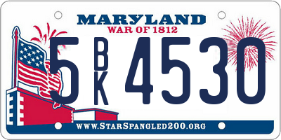 MD license plate 5BK4530