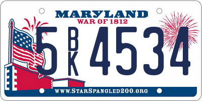 MD license plate 5BK4534