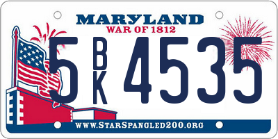 MD license plate 5BK4535