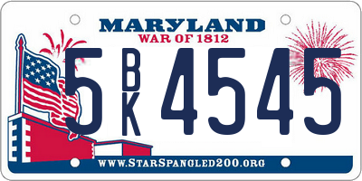 MD license plate 5BK4545