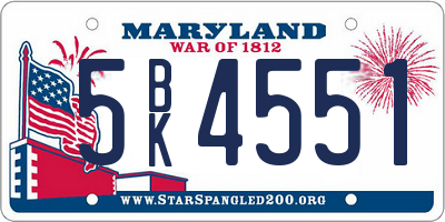 MD license plate 5BK4551