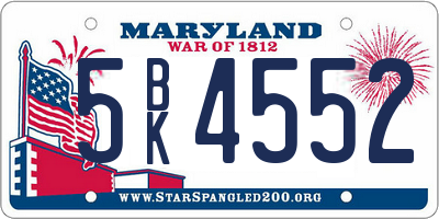 MD license plate 5BK4552
