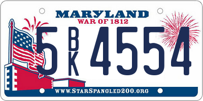 MD license plate 5BK4554