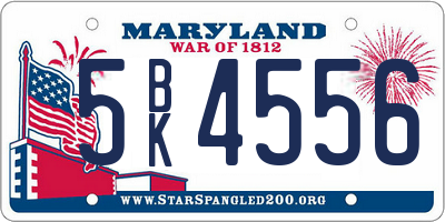 MD license plate 5BK4556