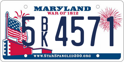MD license plate 5BK4571