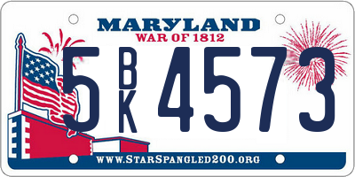 MD license plate 5BK4573
