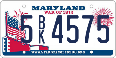 MD license plate 5BK4575