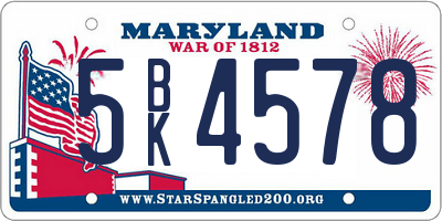 MD license plate 5BK4578