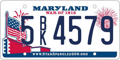 MD license plate 5BK4579