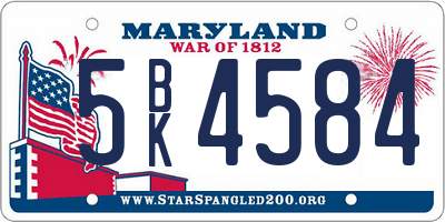 MD license plate 5BK4584