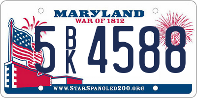 MD license plate 5BK4588