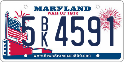 MD license plate 5BK4591
