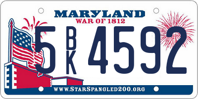 MD license plate 5BK4592