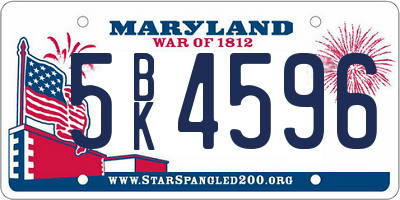 MD license plate 5BK4596