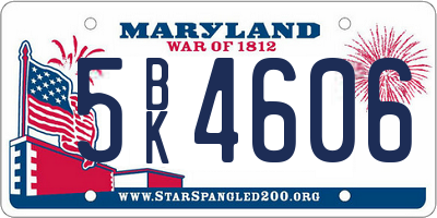 MD license plate 5BK4606