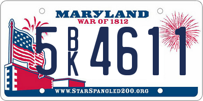 MD license plate 5BK4611