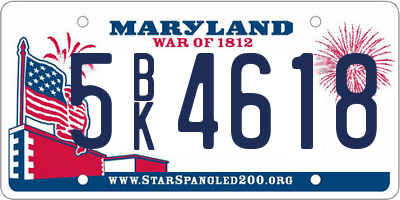 MD license plate 5BK4618