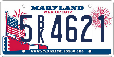MD license plate 5BK4621