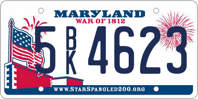 MD license plate 5BK4623
