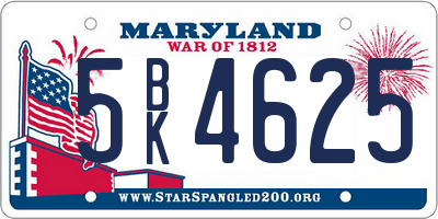 MD license plate 5BK4625