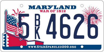 MD license plate 5BK4626