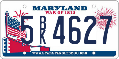 MD license plate 5BK4627