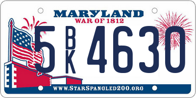 MD license plate 5BK4630