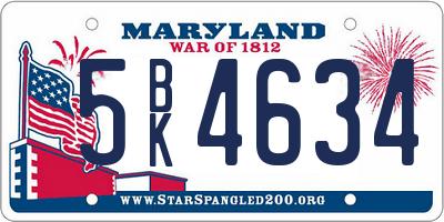 MD license plate 5BK4634