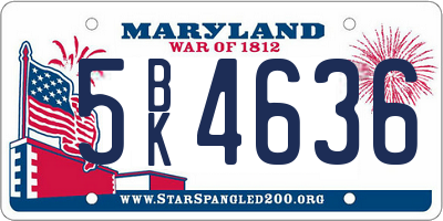 MD license plate 5BK4636